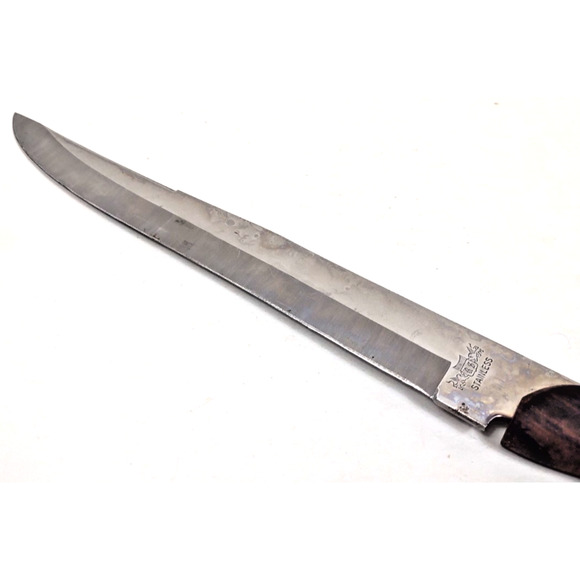 Vintage RS 13” Chef’s Knife Stainless Steel Japan Exposed Wood Handle Full Tang - Picture 6 of 8
